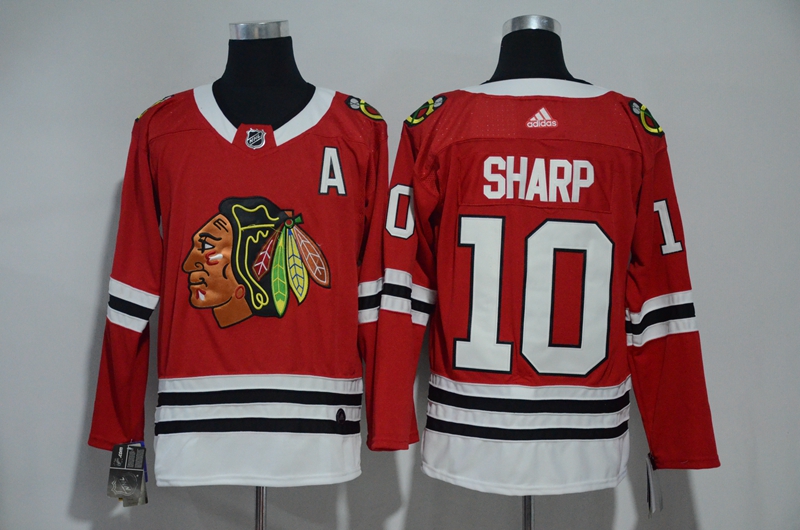 Men Chicago Blackhawks 10 Sharp Red Hockey Stitched Adidas NHL Jerseys